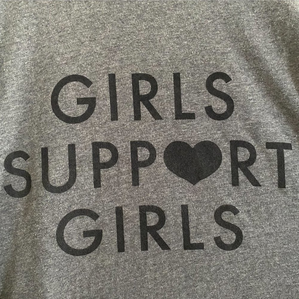 NEW Women's Girls Support Girls Gray and Black T-Shirt